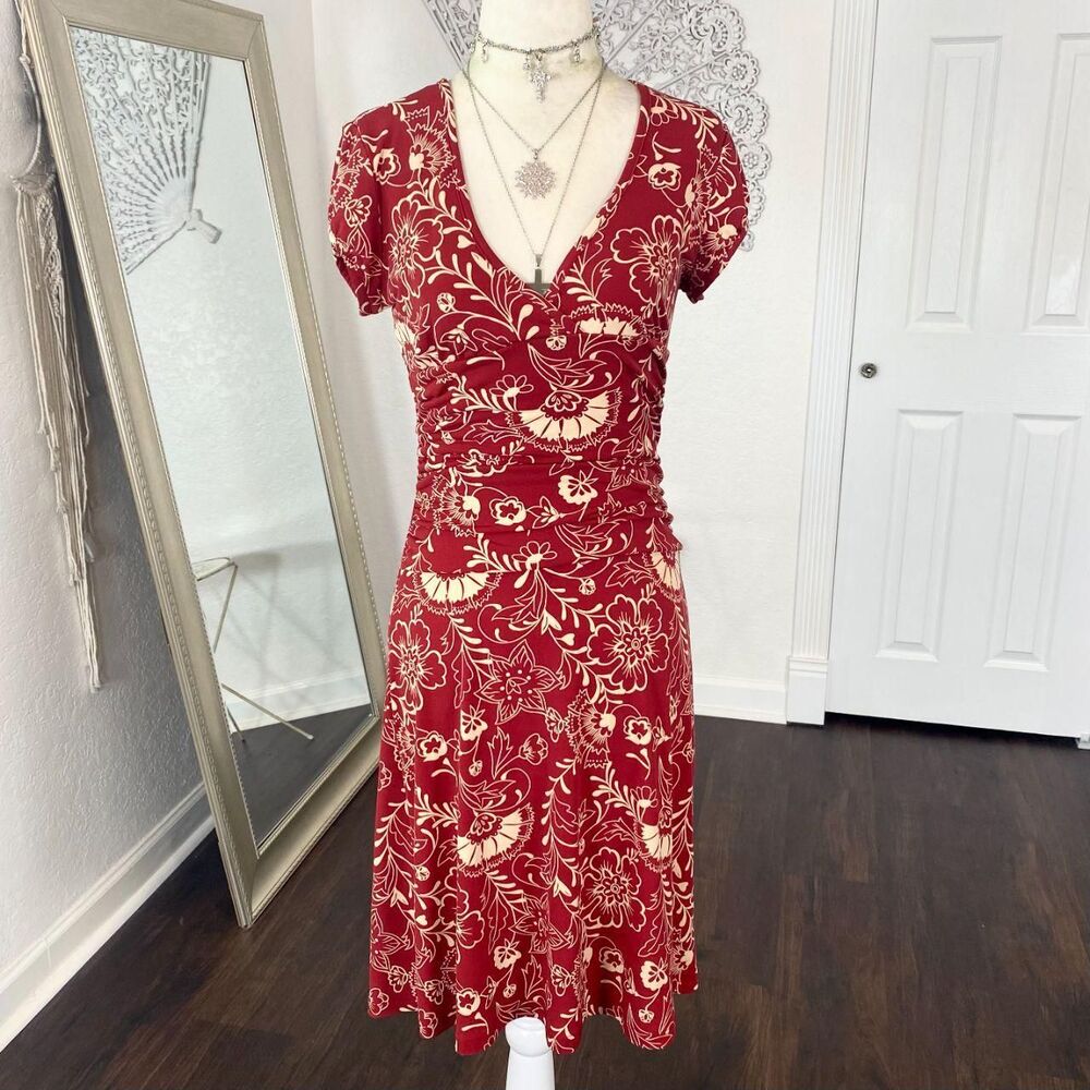 Lipstick Early 2000's Whimsygoth Bohemian Burgundy Red Cinched Midi Dress M